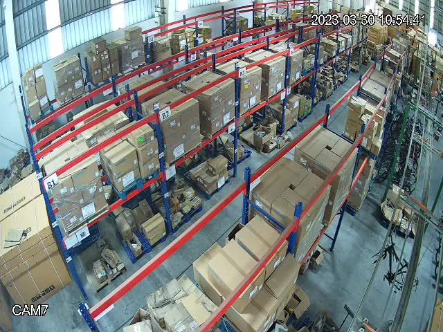 Live view of the loading area at a logistics center with a loading bay